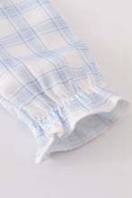 Load image into Gallery viewer, Blue farm embroidery plaid ruffle bubble
