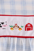 Load image into Gallery viewer, Blue farm embroidery plaid ruffle bubble
