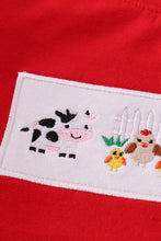 Load image into Gallery viewer, Red farm embroidery plaid pants set
