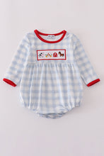 Load image into Gallery viewer, Blue farm embroidery plaid bubble
