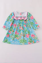 Load image into Gallery viewer, Green floral character applique dress
