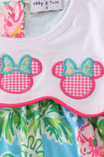 Load image into Gallery viewer, Green floral character applique dress
