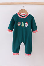 Load image into Gallery viewer, Green christmas santa claus embroidery romper
