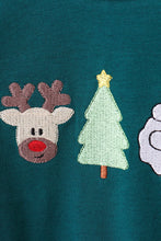 Load image into Gallery viewer, Green christmas santa claus embroidery romper
