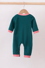 Load image into Gallery viewer, Green christmas santa claus embroidery romper
