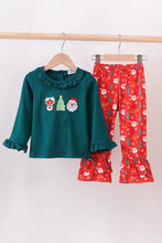 Load image into Gallery viewer, Green christmas santa claus embroidery ruffle pants set
