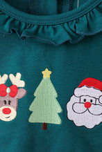 Load image into Gallery viewer, Green christmas santa claus embroidery ruffle pants set
