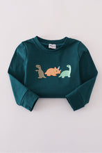 Load image into Gallery viewer, Blue dinosaur embroidery plaid pants set
