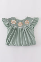 Load image into Gallery viewer, Sage sand dollar embroidery smocked girl set
