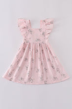 Load image into Gallery viewer, Pink floral print muslin girl ruffle dress
