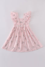 Load image into Gallery viewer, Pink floral print muslin girl ruffle dress
