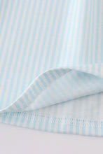 Load image into Gallery viewer, Blue stripe starfish embroidery smocked dress
