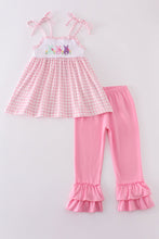 Load image into Gallery viewer, Pink bunny embroidery gingham set
