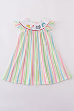 Load image into Gallery viewer, Stripe Dr. Seuss embroidery smocked dress
