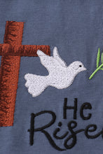 Load image into Gallery viewer, Blue he is risen embroidery boy set
