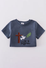 Load image into Gallery viewer, Blue he is risen embroidery boy set
