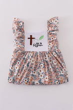 Load image into Gallery viewer, Easter blessings he is risen embroidery girl dress
