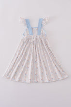 Load image into Gallery viewer, Blue bow bunny girl dress
