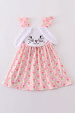 Load image into Gallery viewer, Pink floral bunny applique dress
