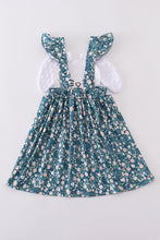 Load image into Gallery viewer, Green floral bunny applique dress
