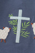 Load image into Gallery viewer, Navy sheep cross embroidery boy set
