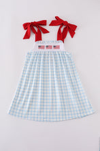 Load image into Gallery viewer, Blue flag embroidery dress
