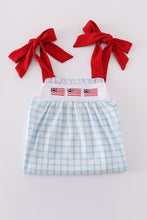 Load image into Gallery viewer, Blue flag embroidery dress
