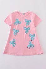 Load image into Gallery viewer, Pink bow sequin mom&amp;me dress
