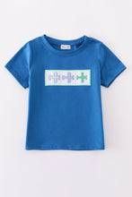 Load image into Gallery viewer, Blue airplane embroidery top
