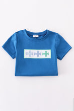 Load image into Gallery viewer, Blue airplane embroidery top
