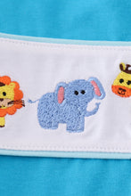 Load image into Gallery viewer, Blue seersucker animal embroidery set
