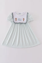 Load image into Gallery viewer, Blue he is risen embroidery dress
