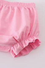 Load image into Gallery viewer, Pink cross embroider smocked bloomer set
