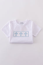 Load image into Gallery viewer, Blue cross embroider smocked set
