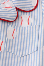 Load image into Gallery viewer, Blue stripe baseball pajamas set
