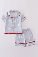 Load image into Gallery viewer, Blue stripe baseball pajamas set
