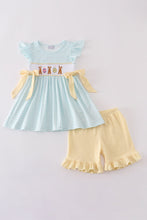 Load image into Gallery viewer, Blue bunny embroidery smocked set
