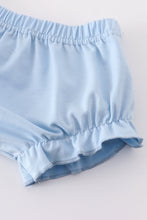 Load image into Gallery viewer, Blue plaid he is risen embroidery bloomer set
