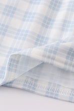 Load image into Gallery viewer, Blue plaid he is risen embroidery dress
