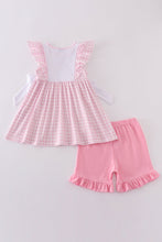 Load image into Gallery viewer, Pink cross embroidery bow set
