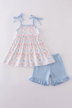 Load image into Gallery viewer, Blue bow lattice print set

