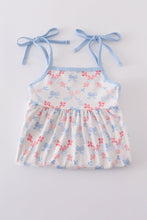 Load image into Gallery viewer, Blue bow lattice print set
