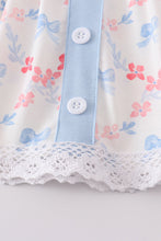 Load image into Gallery viewer, Blue bow lattice print  bloomer set
