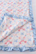 Load image into Gallery viewer, Blue bow lattice print  blanket

