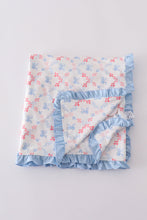 Load image into Gallery viewer, Blue bow lattice print  blanket
