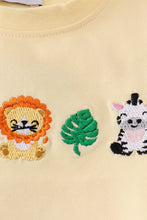 Load image into Gallery viewer, Yellow stripe animal embroidery smocked bloomer set
