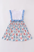 Load image into Gallery viewer, Bow trellis print embroidery ruffle dress
