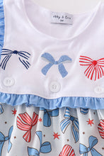 Load image into Gallery viewer, Bow trellis print embroidery ruffle dress
