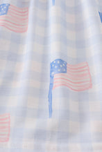 Load image into Gallery viewer, Blue flag embroidery smocked shorts set
