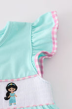 Load image into Gallery viewer, Mint princess embroidery gingham shorts set
